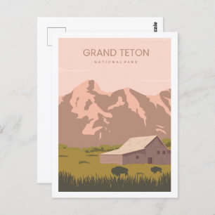 Cartão Postal Gráfico Grand Teton Wyoming USA Viagem Place
