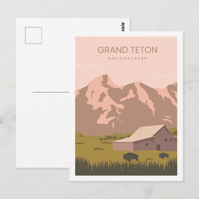 Cartão Postal Gráfico Grand Teton Wyoming USA Viagem Place (Frente/Verso)