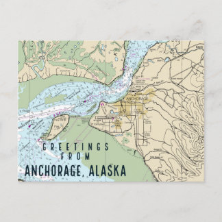 Cartão Postal Gráfico náutico de Anchorage Alaska