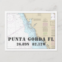 Cartão Postal Gráfico náutico Punta Gorda FL Latitude Longitude