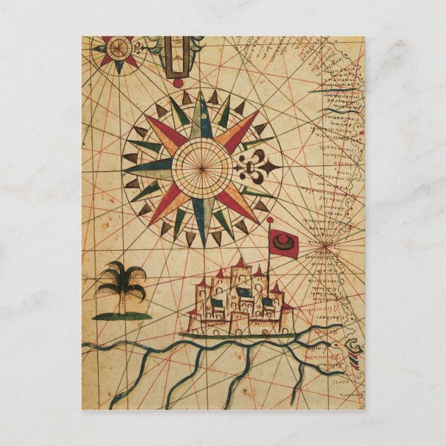 Cartão Postal Gráfico Portolan | Mapa do Cairo, Egito (Frente)