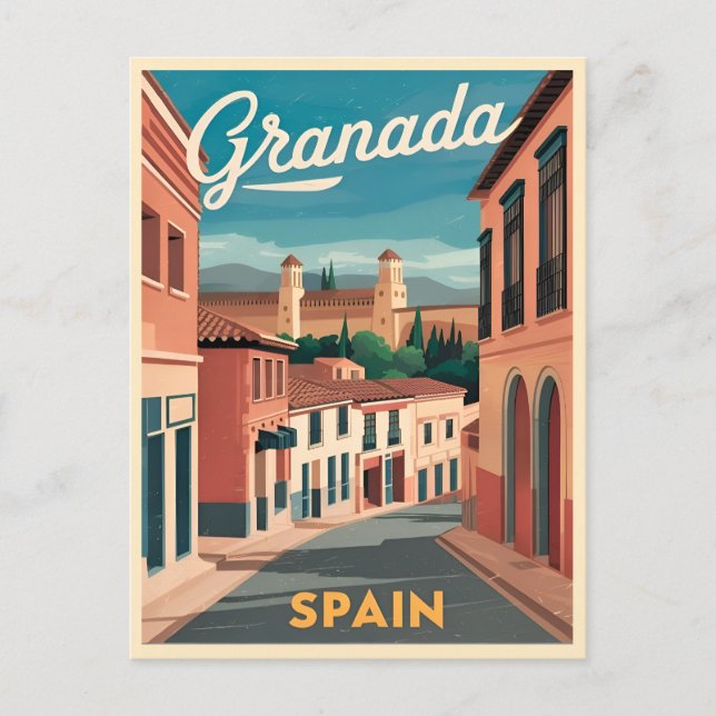 Cartão Postal Gráfico Retroativo da Espanha Granada viagens vint (Frente)