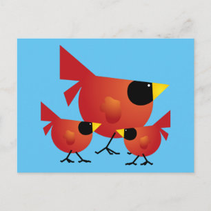 CARTÃO POSTAL GRÁFICOS DE DESENHOS ANIMADOS DE PÁSSAROS CARDINAL