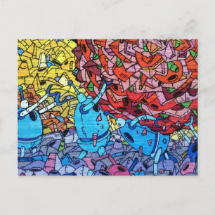 Cartão Postal Grafite de Arte de Parede Robôs de Reciclagem Ret