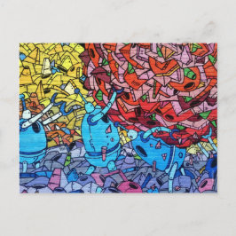 Cartão Postal Grafite de Arte de Parede Robôs de Reciclagem Retr