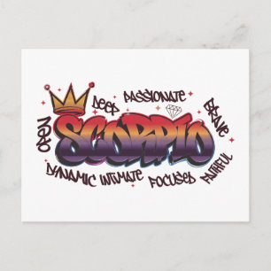 Cartão Postal Grafite do zodíaco de Escorpião