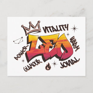 Cartão Postal Grafite do Zodíaco de Leão