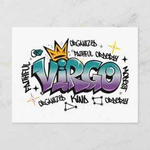 Cartão Postal Grafite do zodíaco de Virgem