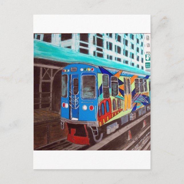 Cartão Postal Grafite El Train de Chicago (Frente)
