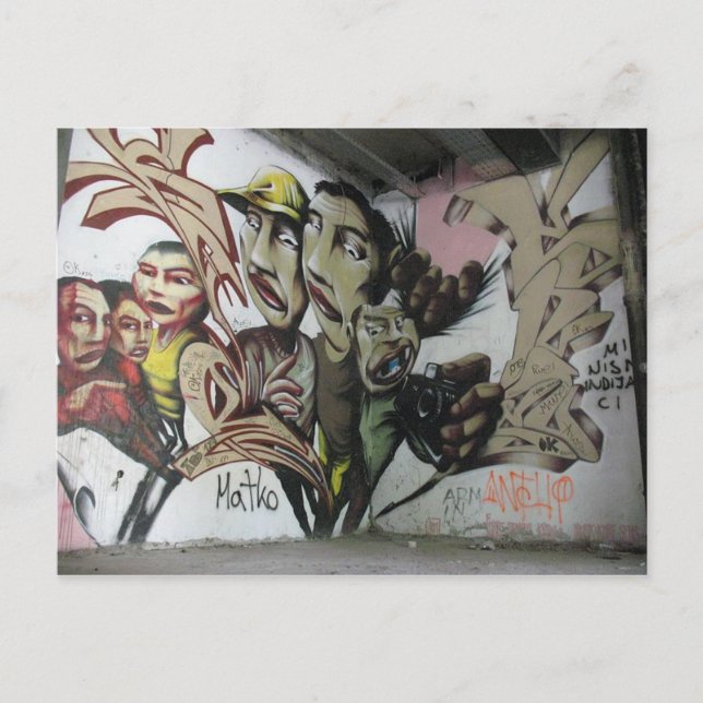 Cartão Postal Grafite: Mostar (Herzégovine) - (Frente)