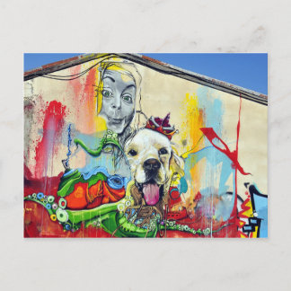 Cartão Postal Grafite Mural Canino