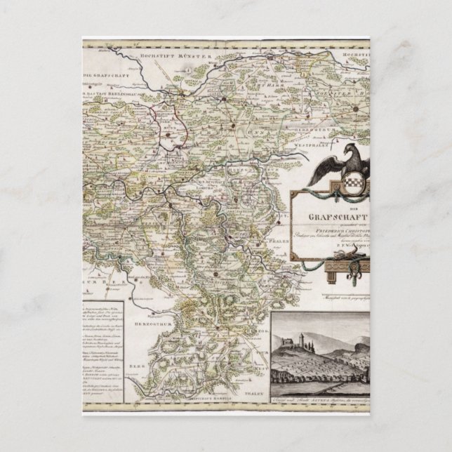 Cartão Postal Grafschaft Mark 1791 Friedrich - Mapa antigo (Frente)