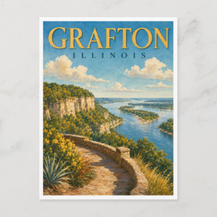 Cartão Postal Grafton Illinois River Bluffs GeoSaga