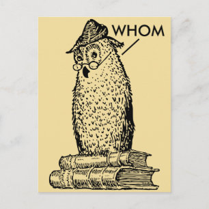 Cartão Postal Grammar Owl Diz Quem