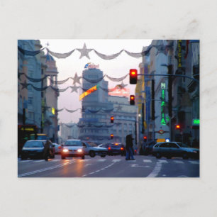Cartão Postal Gran Vía de Madrid en Navidad