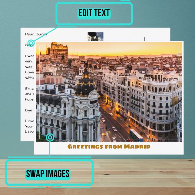 Cartão Postal Gran Via Madrid Espanha Modern (Share your experiences with these stylish template postcards.)