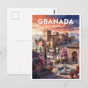 Cartão Postal Granada Espanha Viagem Vintage