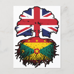 Cartão Postal Granada Grenade British Tree Roots Flag