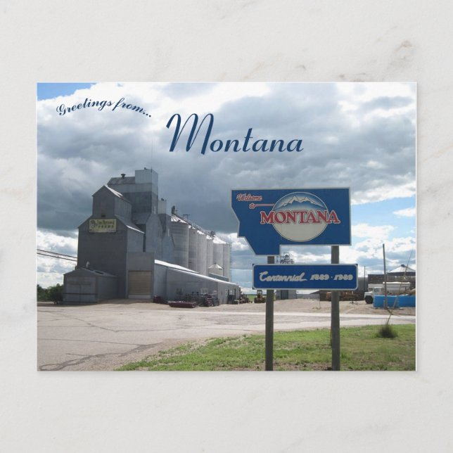 Cartão Postal Granário na Montana State Line, em Montana (Frente)