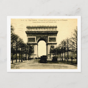 Cartão Postal Grand Armee Ave. e Triumph Arc Paris 1924 Vintag
