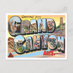 Cartão Postal Grand Canyon, Arizona Vintage Grandes Letras