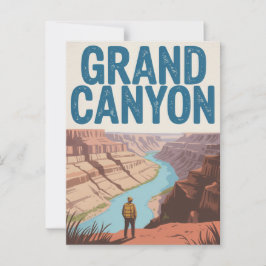 Cartão Postal Grand Canyon USA Vintage National Park Hiker