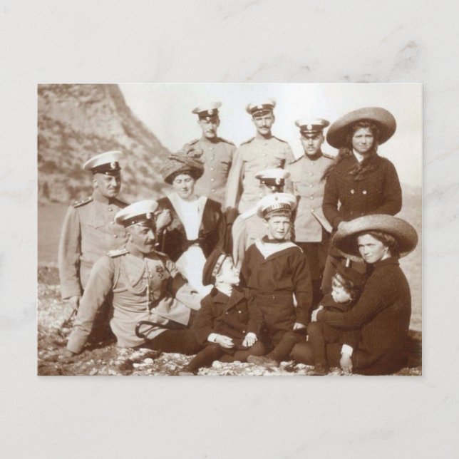 Cartão Postal Grand Duquesa Olga, Maria & tsarevitch Alexis (Frente)