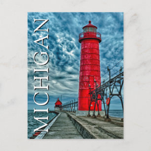 Cartão Postal Grand Haven Lighthouse   Michigan   Obrigado