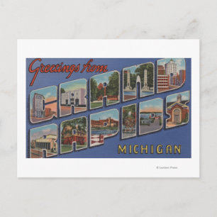 Cartão Postal Grand Rapids, Michigan - Cenas de Letras Grandes 2