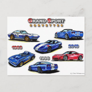 Cartão Postal Grand Sport Corvettes 1963, 1996, 2010