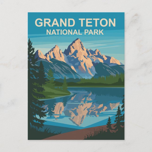 Cartão Postal Grand Teton National Park Landscape Viagem Art (Frente)