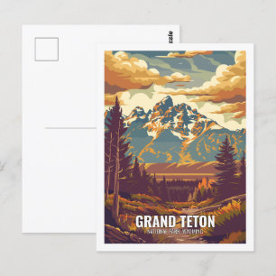 Cartão Postal Grand Teton National Park Wyoming EUA