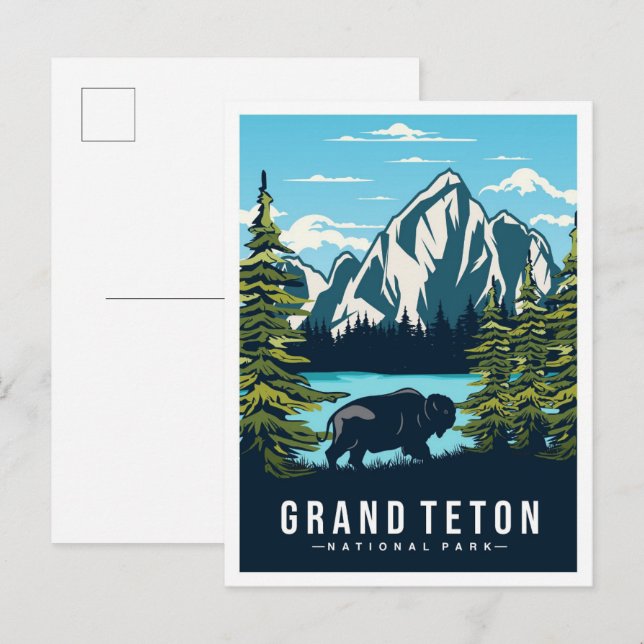 Cartão Postal Grand Teton National Park Wyoming EUA Viagem (Frente/Verso)