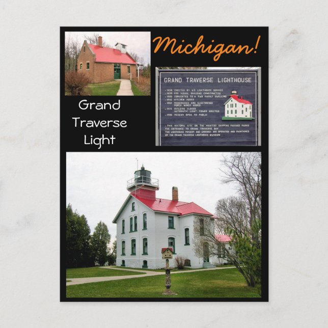 Cartão Postal Grand Traverse Light Michigan! (Frente)