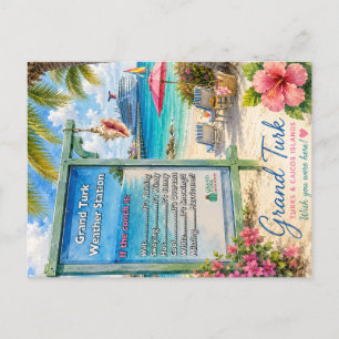 Cartão Postal Grand Turk Turks e Caicos estação meteorológica Co