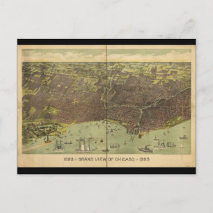 Cartão Postal Grand View de Chicago, Illinois, 1893