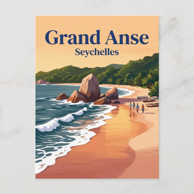 Cartão Postal Grande Anse, La Digue Seychelles (Frente)