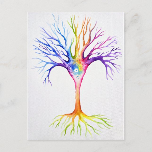 Cartão Postal Grande árvore neuronal colorida (Frente)