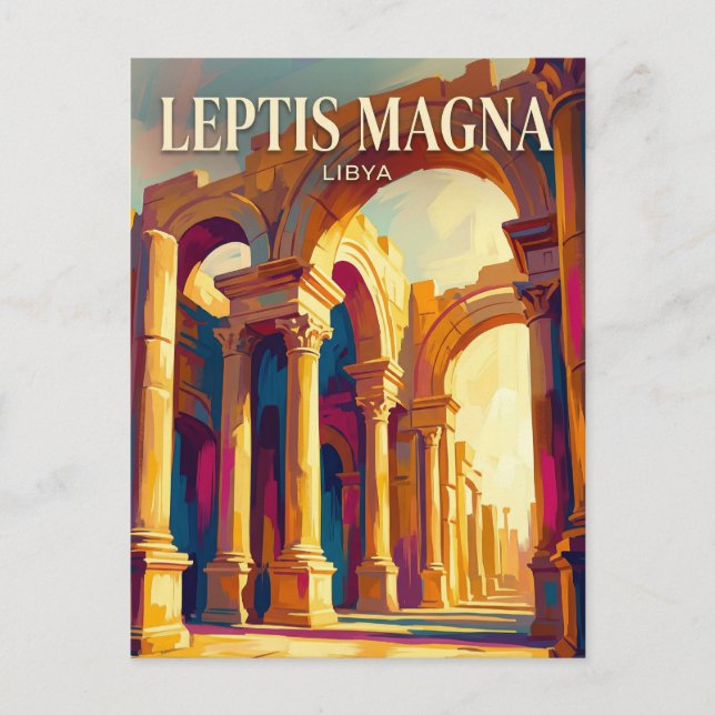 Cartão Postal Grande Basílica, Leptis Magna Líbia (Frente)