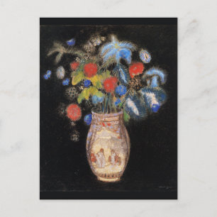 Cartão Postal Grande Buquê num fundo preto, Redon,