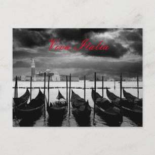 Cartão Postal Grande Canal Branco Negro Veneza Viva Itália Viage