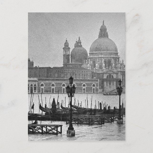 Cartão Postal Grande Canal Branco Negro Venice Itália Viagem (Frente)