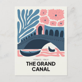 Cartão Postal Grande Canal Veneza Itália floral de viagem abstra