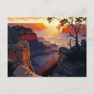 Cartão Postal Grande Canyon ao Pôr do Sol Pintura Digital