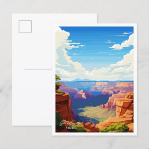 Cartão Postal Grande Canyon Arizona Ilustração de Viagem Vintage