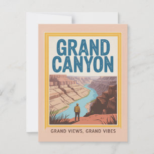 Cartão Postal Grande Canyon EUA Retro Parque Nacional Caminhante