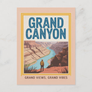 Cartão Postal Grande Canyon EUA Retro Parque Nacional Caminhante