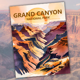 Cartão Postal Grande Canyon Pastel Aquarela Viagem Rodoviária Vi