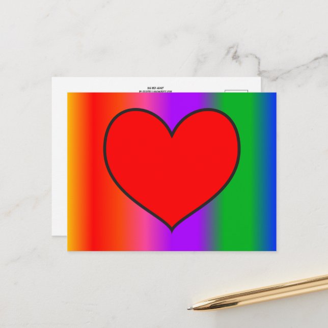 Cartão Postal Grande Coração Vermelho (Frente/Verso In Situ)
