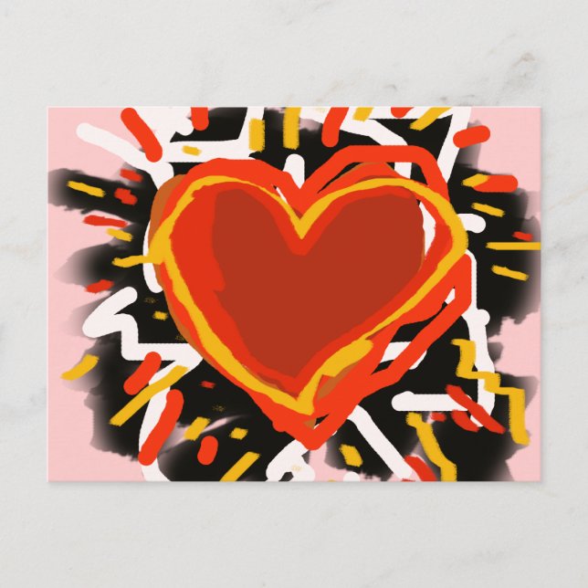 Cartão Postal grande coração vermelho, amor (Frente)